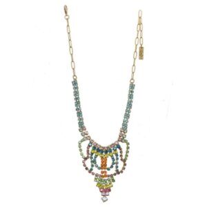 Colourful Crystal and Brass Metal TOVA Necklace - NWT